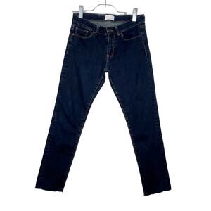 HALOGEN Mid Rise Skinny Jeans Raw Hem Dark Wash Denim Blue Slimming Fit Size 26